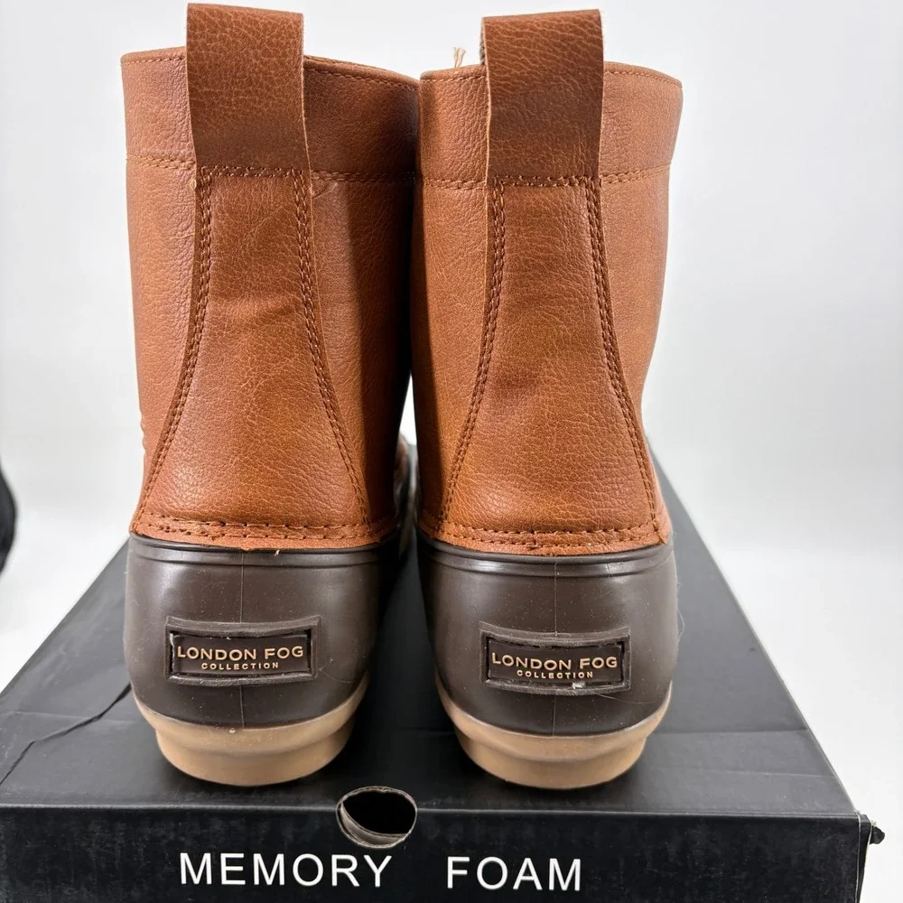 New With Box 12 London Fog Seth Duck Boots Men Cognac Brown CL30424M Rain/Snow